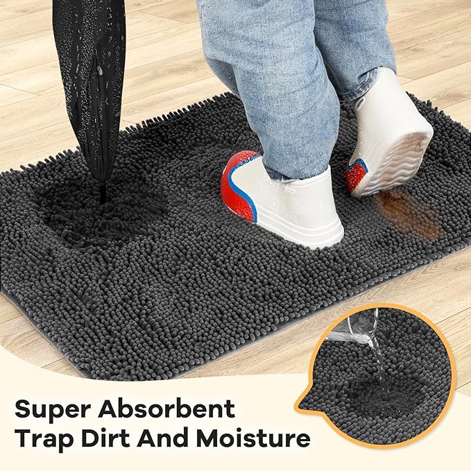 Absorbent Dog Door Mat for Muddy Paws, 72" x 36" Chenille Indoor Mats for Entryway, Trap Dirt Front Door Mat Indoor Entrance Washable Non Slip Soft-PurrikoPets