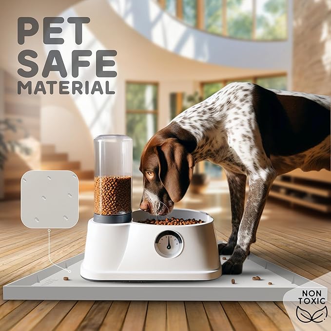 32x24x1” XL Dog Food Mat - All Purpose Under Sink Liner, Washer and Dryer Covers for The Top, Silicone Griddle Mat for Blackstone - Raised Edges Dog Mat for Food and Water Prevent Spill, Waterproof-PurrikoPets