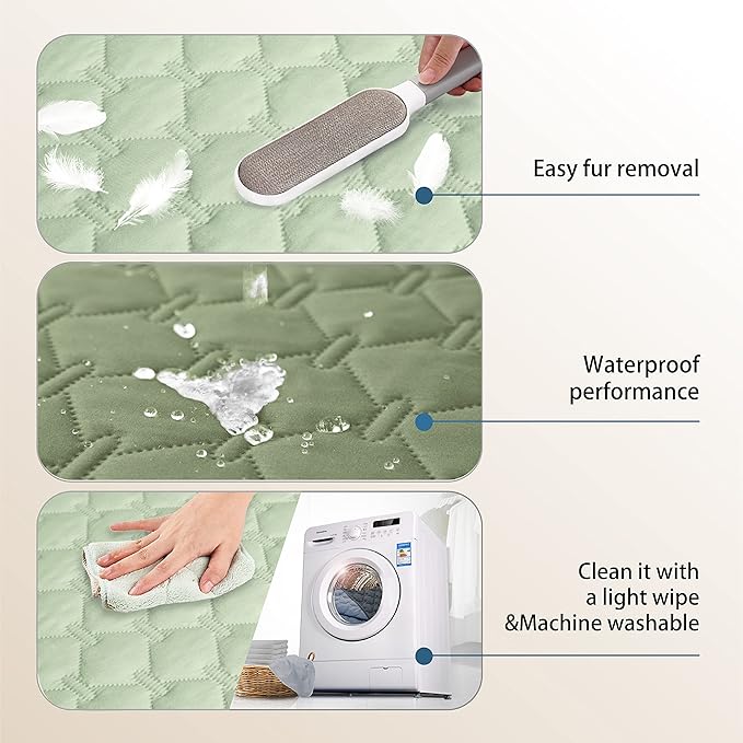 gogobunny 100% Double-Sided Waterproof Dog Bed Cover Pet Blanket Sofa Couch Furniture Protector for Puppy Large Dog Cat, Reversible (30x90 Inch (Pack of 1), Dark Green/Light Green)-PurrikoPets