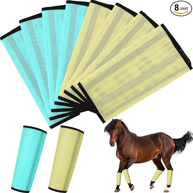 8 Pcs Mesh Fly Boots for Horse Breathable Mesh Horse Boots Protective Horse Leg Wraps Horse Leggings for Preventing Flies and Mosquitoes Bites (Light Pink, Dark Pink)-PurrikoPets