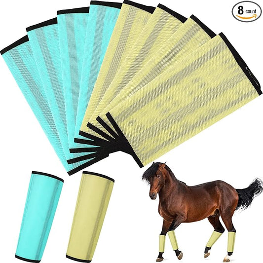 8 Pcs Mesh Fly Boots for Horse Breathable Mesh Horse Boots Protective Horse Leg Wraps Horse Leggings for Preventing Flies and Mosquitoes Bites (Light Pink, Dark Pink)-PurrikoPets