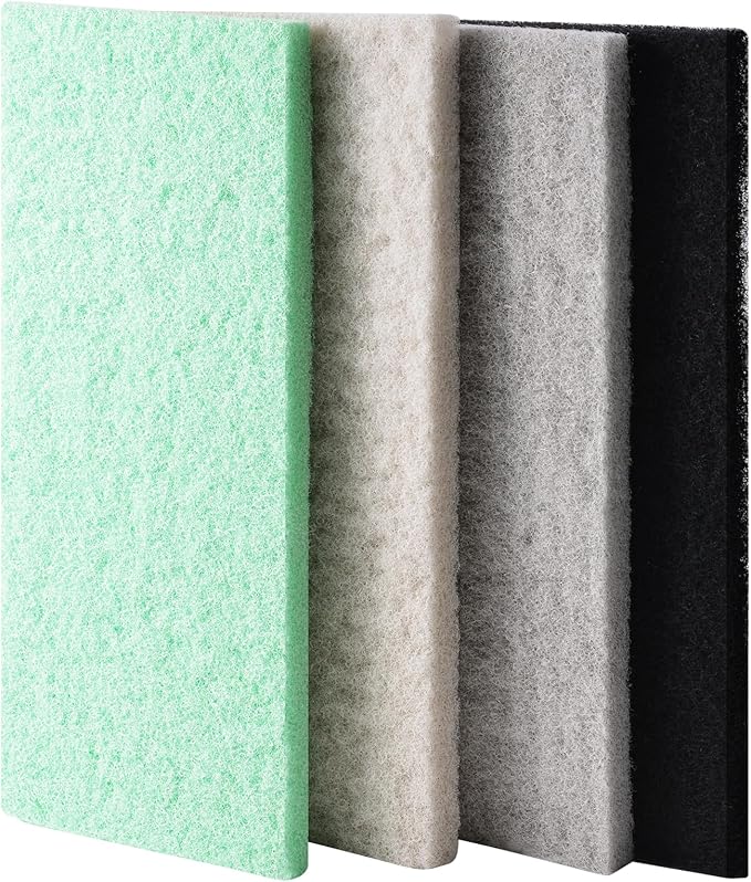 4 Pack Mixed Filter Pads 12.6" x 5" for Aquarium, Cut-to-Fit Fish Tank Filter Media with Ammonia&Carbon&Phosphate Reducer, Aquarium Filter Sponge, Compatible with Most Filters-PurrikoPets