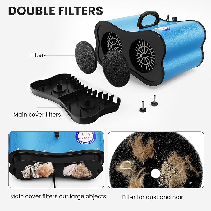 Flying Pig Double Motor High Performance Dog Pet Grooming Dryer (Teal Blue)-PurrikoPets