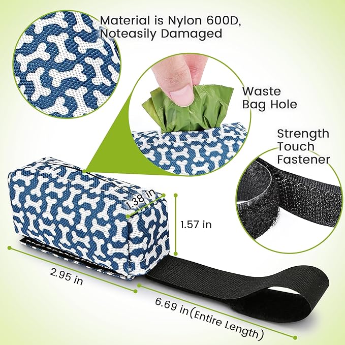 Dog Poop Bag Holder for Leash, 2 Pack Dog Poop Bag Dispenser, Sturdy and Guaranteed Leakproof Poop Bag Holders for Leashes, Dog Waste Bag Holder, Unscented, 2 Dispenser and 30 Bags By PobbY-PurrikoPets