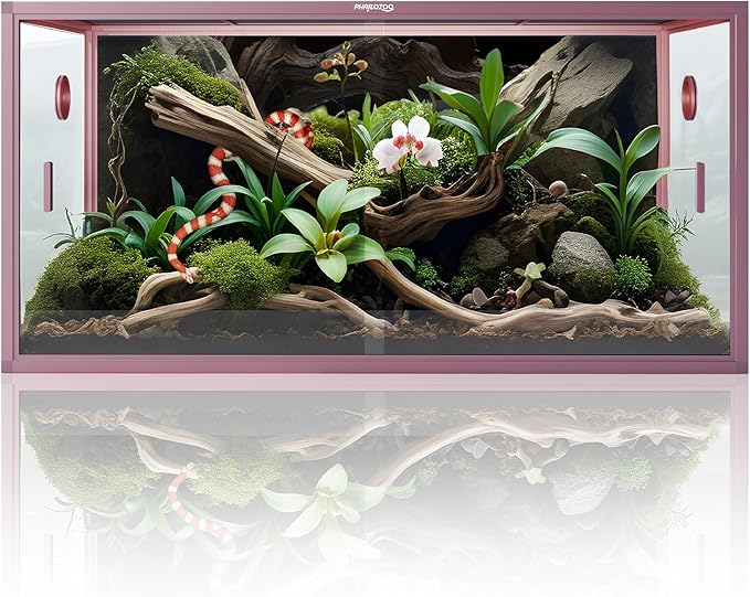 120 Gallon Reptile Terrarium, 48" x 24" x 24" Reptile Enclosure with Sliding Door Top Screen Ventilation,Blue Tongue Skink Tank for Easy Maintenance-PurrikoPets