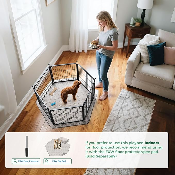 FXW Rollick Unleashed Dog Playpen for Indoor, Yard, RV Camping, 24 inch 6 Panels for Small and Puppy Dogs│Patented-PurrikoPets