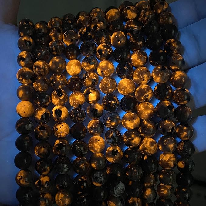 85PCS 8MM Flame Yooperlite Stone Beads Loose Beads for Jewelry Making DIY Bracelets Show Flame Color Under The Irradiation of UV Lamps 2 Strands