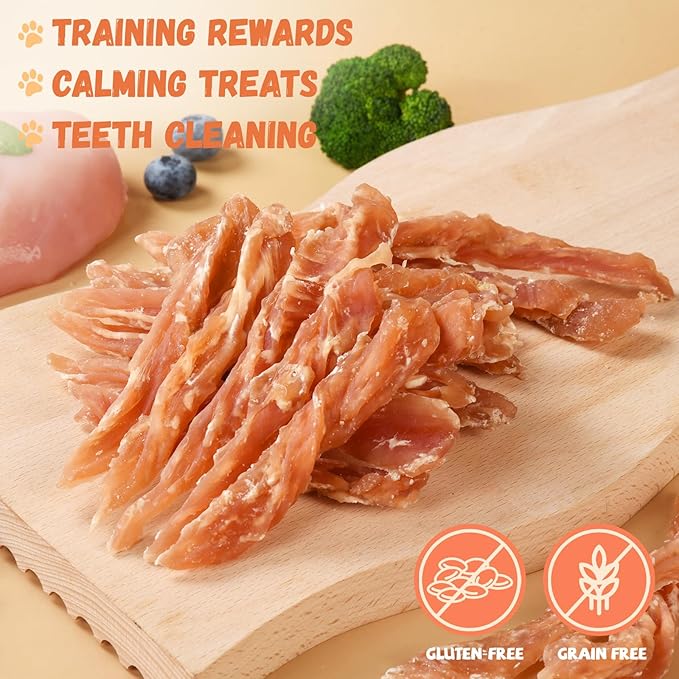 Dog Treats Chicken Jerky Strips for Dogs, Natural Healthy Dog Jekry with Taurine, Real Chicken Twists High Protain Low Fat, Training Rewards Treats for Small Medium Large Dogs 10.6 oz-PurrikoPets