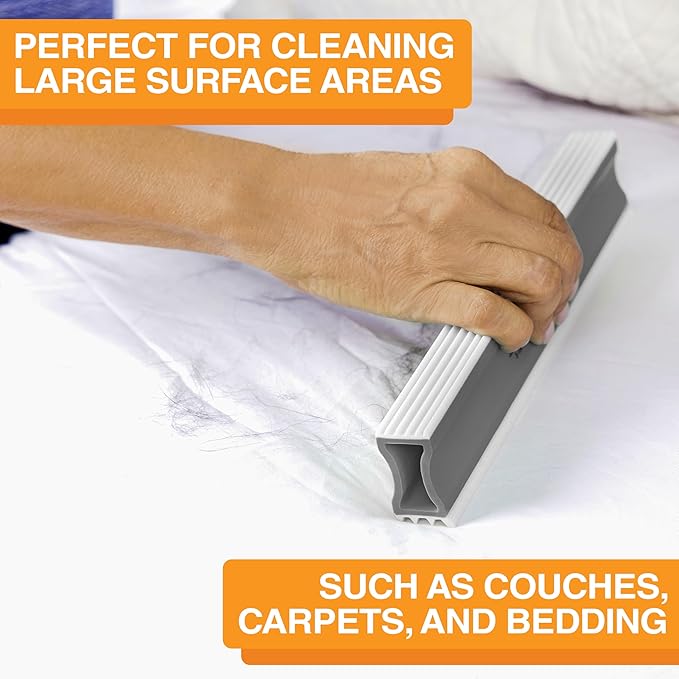 FurDozer X3 MEGA Pet Hair Remover & Auto Detailing Tool - Cat & Dog Hair Remover for Carpet, Car Interior, Couch, Bedding, & Furniture - Reusable Pet Hair Removal Tool for Dog Fur & Lint, 10", Grey-PurrikoPets