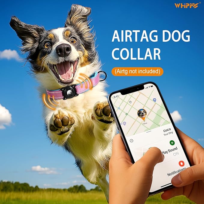 Airtag Dog Collar with Martingale Design, IP68 Waterproof Air Tag Collar Holder, Adjustable Reflective Soft Padded Nylon Dog Collar for Large Medium Small Dogs-PurrikoPets