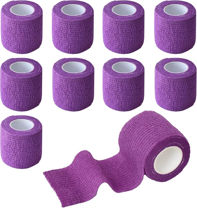 9 Pack 2" x 5 Yards Self Adhesive Bandage Wrap Self Stick Wrap for Ankle, Wrist, Finger, Sports, Breathable Cohesive Vet Tape for Pets (Purple)-PurrikoPets