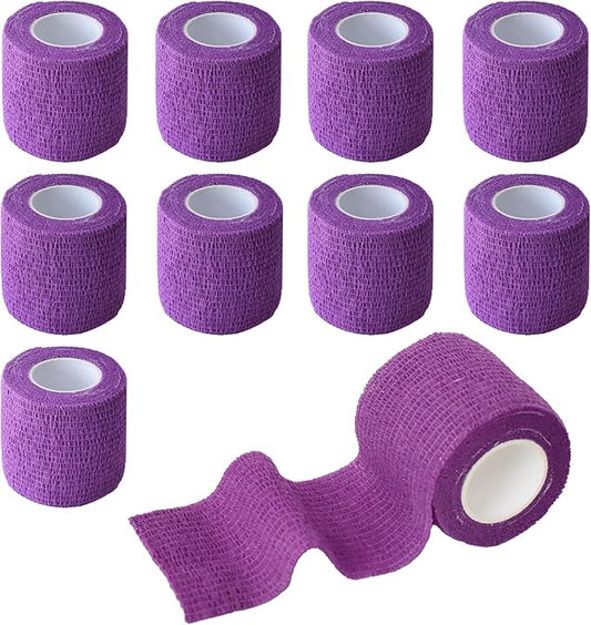 9 Pack 2" x 5 Yards Self Adhesive Bandage Wrap Self Stick Wrap for Ankle, Wrist, Finger, Sports, Breathable Cohesive Vet Tape for Pets (Purple)-PurrikoPets