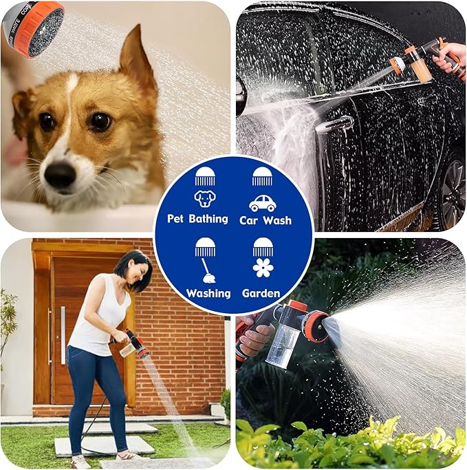 Dog Shower Attachment Water Hose Nozzle Sprayer Set with Metal 3-Way Shower Diverter & 6.6 Ft Long Hose for Bathroom Shower Arm Easy Indoor Outdoor Pet Pup Dog Washing Hose attachment-PurrikoPets