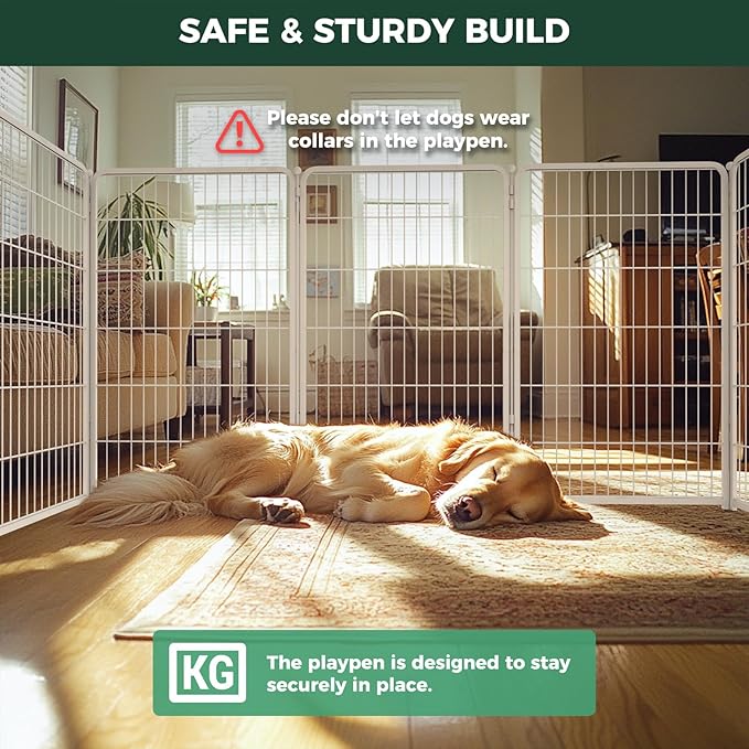 FXW Homeplus Unleashed Indoor Dog Playpen - Stress-Free and Safe Play, Heavy Duty 45 Inch 12 Wire Panels Dog Pen for Large Dogs, White│Patented-PurrikoPets