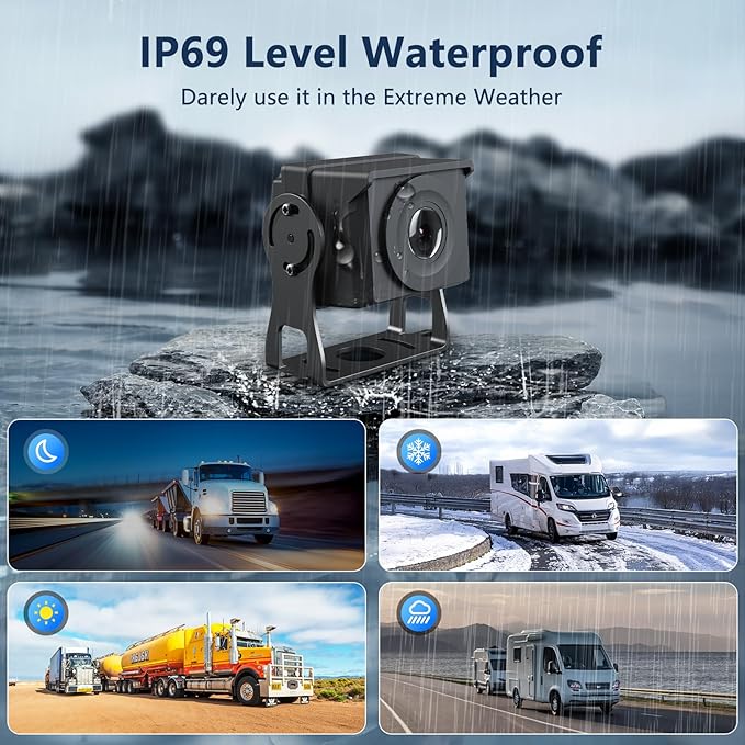 4 Channel Backup Camera System,Touchable 10.26 inch Monitor with DVR Stereo, 64GB Card, IP69 Waterproof, Nightvision 1080P Backup Camera for RV/Truck/Trailer Pickup,Rear Side Front Wired System-PurrikoPets