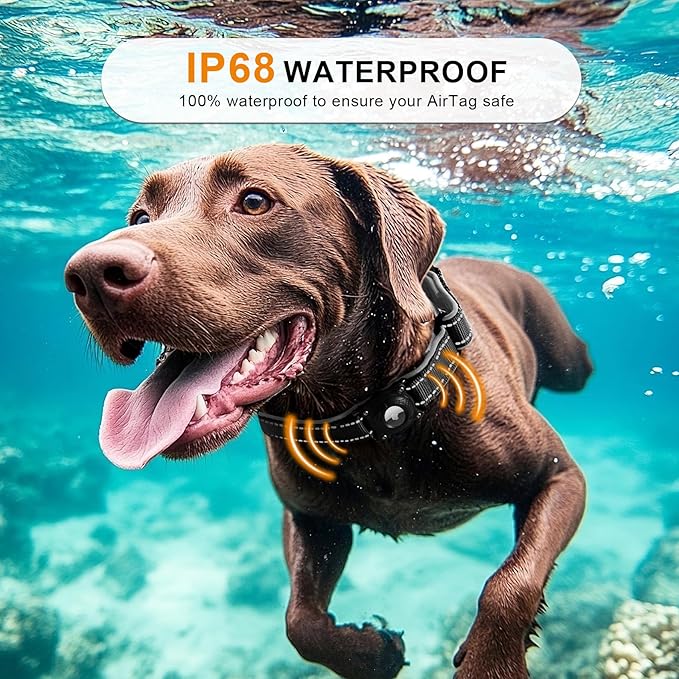Airtag Dog Collar with Martingale Design, IP68 Waterproof Air Tag Collar Holder, Adjustable Reflective Soft Padded Nylon Dog Collar for Large Medium Small Dogs-PurrikoPets