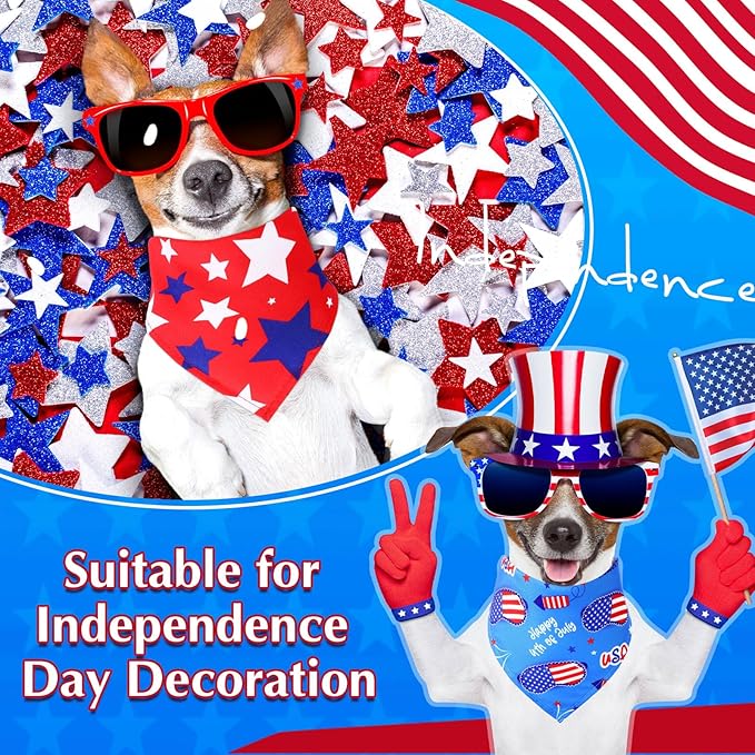 Abbylike 200 Pcs Patriotic Dog Bandanas Bulk Labor Day Bandanas for Dogs Triangle Kerchief Scarf Set for Puppy Small Medium Large Workers' Veterans Day Costume Accessories (25.6 x 17.7 x 17.7 Inch)-PurrikoPets