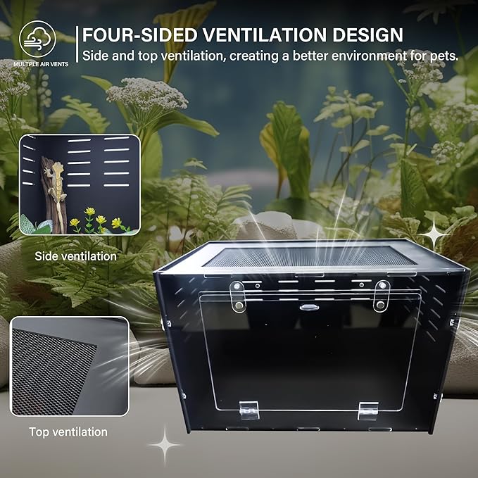 10 Gallon Reptile Tank – Reptile Enclosure for Leopard Geckos, Snakes & Bearded Dragons – Lizard Tank, Hermit Crab & Gecko Habitat-PurrikoPets