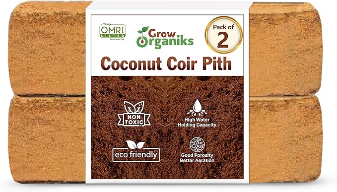 2 Pack Premium Coco Coir Brick for Plants | 100% Organic Compressed Coconut Coir Bricks Starting Mix, Coco Coir Fiber Coconut Husk for Planting, Gardening, Potting Soil Substrate, Herbs, 1.4 LB/Brick-PurrikoPets
