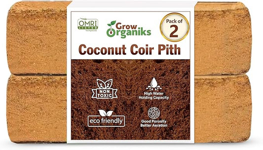 2 Pack Premium Coco Coir Brick for Plants | 100% Organic Compressed Coconut Coir Bricks Starting Mix, Coco Coir Fiber Coconut Husk for Planting, Gardening, Potting Soil Substrate, Herbs, 1.4 LB/Brick-PurrikoPets