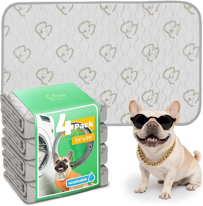 FXW Washable Pee Pads for Dogs, Puppy Pads with Super Absorbent, Specifically Designed for Potty Training, 29" × 18" Rectangle, Khaki, 4 Packs-PurrikoPets