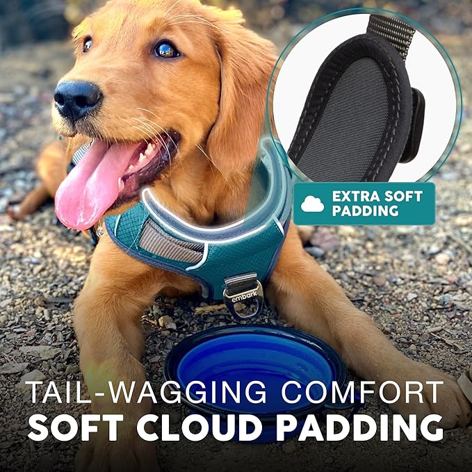 Embark Adventure Dog Harness, Reflective Trim No Pull Dog Harness Medium Sized Dogs - Military Grade Nylon, Front Clip with Gel Lined Handle.-PurrikoPets