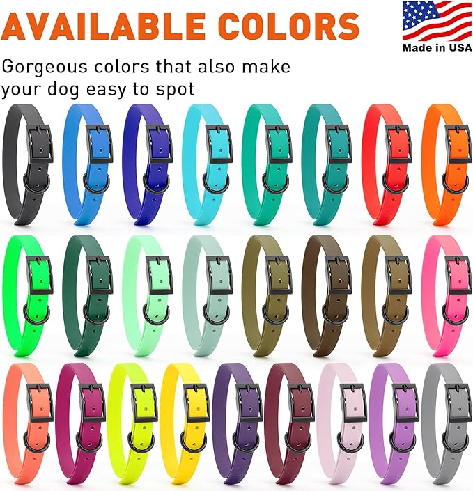 Dogline Biothane Waterproof Dog Collar Strong Coated Nylon Webbing with Black Hardware Odor- Proof for Easy Care Easy to Clean High Performance Fits Small Medium or Large Dogs, Coral-PurrikoPets
