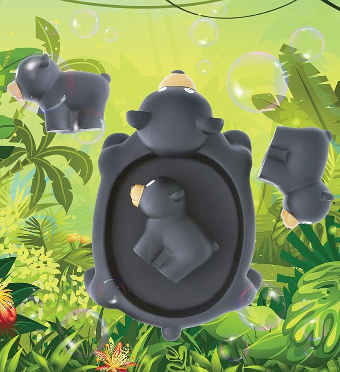 DolliBu Black Bear Animal Bath Toys - Family Animal Water Squirter for Kids, 4-Piece Kid and Baby Bathtub Toys, Fun Bath Time Children, Floating Bath Tub Decor, Rubber Animal Bath Toys, Squirt Toys-PurrikoPets