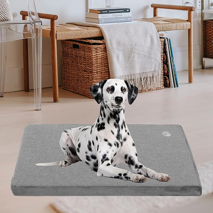 EMPSIGN Stylish Dog Bed Mat Dog Crate Pad Mattress Reversible (Cool & Warm), Water Proof Linings, Removable Machine Washable Cover, Firm Support Small to XX Large Dogs, Grey,XL(41''''*28''''*3'''')-PurrikoPets