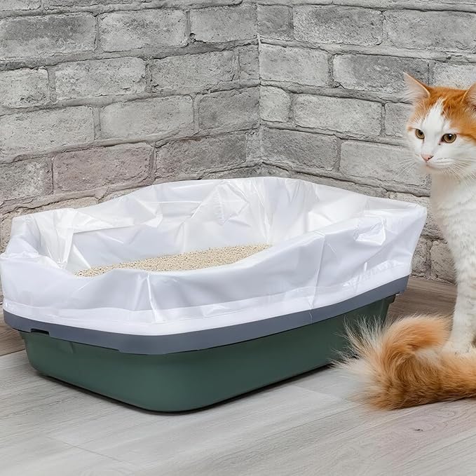 30 Count Cat Litter Liners Large, Jumbo Drawstring Extra Durable Pet Cat Pan Liners Extra-Thick Kitty Litter Box Bag 36" x 19"-PurrikoPets