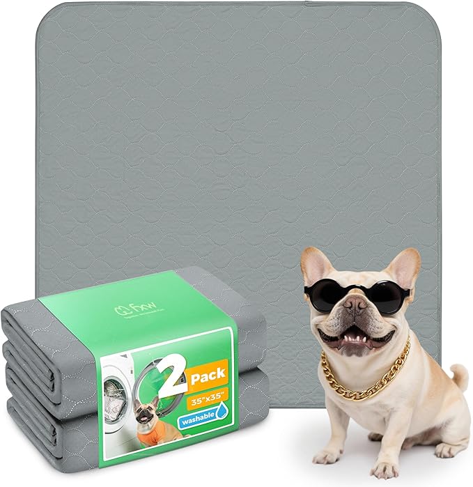 FXW Washable Pee Pads for Dogs, Puppy Pads with Super Absorbent, Specifically Designed for Potty Training, 35" Square, Gray, 2 Packs-PurrikoPets