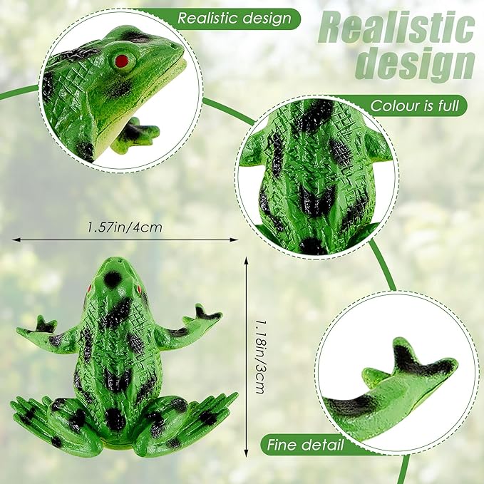 12 Pieces Plastic Frogs Toy Mini Vinyl Realistic Frog Decorations Fun Rain Forest Character Figures Lifelike Toy for Rana Crafting Party Supplies Home Decor Game-PurrikoPets