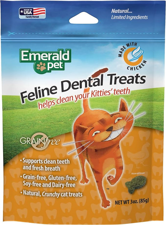 Feline Dental Treats — Tasty and Crunchy Cat Dental Treats Grain Free — Natural Dental Treats to Clean Cat Teeth, Freshen Cat Breath, and Reduce Plaque and Tartar Buildup — Chicken Treats, 3 oz-PurrikoPets