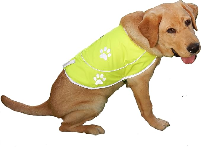 Dog Reflective Vest - Comfortable Jacket Safety Hunting, High Visibility for Dogs with Elastic Straps and Clasp Closure- Yellow, XX-Large-PurrikoPets
