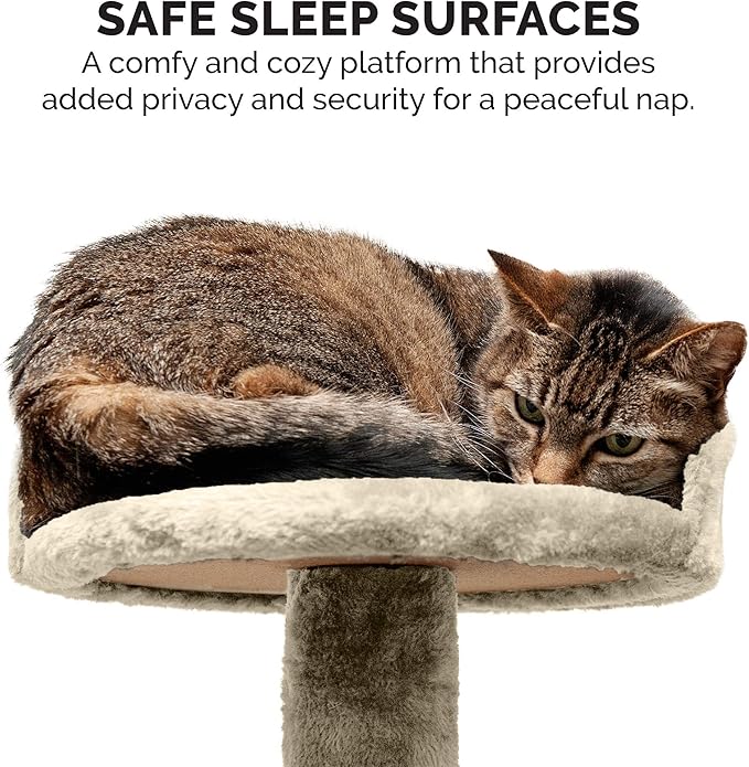 Furhaven 49.5" Tall Cat Tree for Indoor Cats, Ft. Sisal Scratching Posts, Plush Ball Toy, & Busy Box Toy - Tiger Tough Play Stairs Interactive Playground Tower - Cream, One Size-PurrikoPets