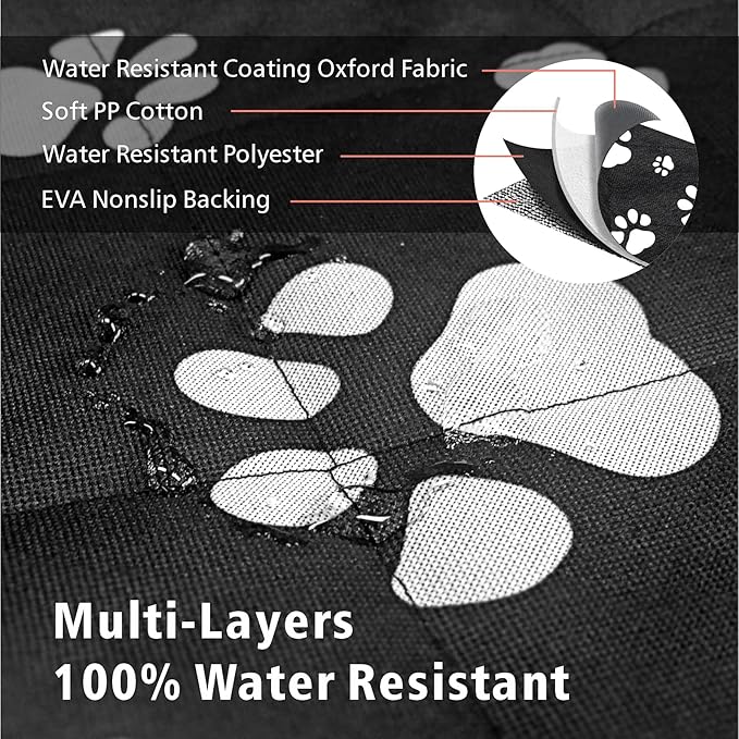 F-color SUV Cargo Liner for Dogs, Water Resistant Pet Cargo Cover Dog Seat Cover Mat for SUVs Sedans Vans with Bumper Flap Protector, Non-Slip, Large Size Universal Fit, Paw Print-PurrikoPets