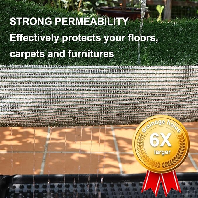 Dog Grass Mat, Synthetic Turf for Indoor/Outdoor Puppy Potty Training Durable, Drainable & Easy-Clean Pet Bathroom Mat for Small to Large Dogs Grass Only (34.6"x22.5")-PurrikoPets