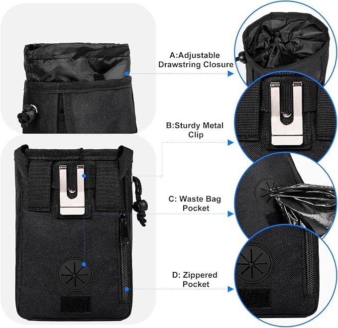 Dog Travel Bag, Airline Approved Pet Travel Bag with 2 Dog Treat Training Pouches for Weekend Pet Travel Supplies & Accessories, Black-PurrikoPets