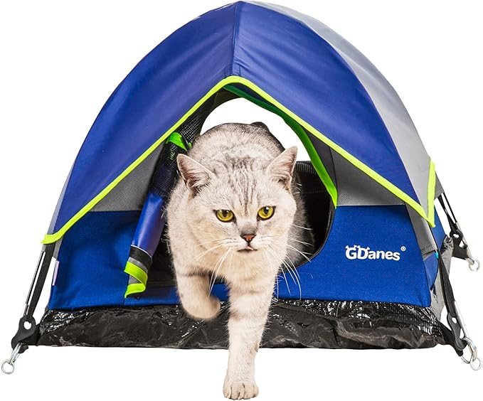 GDanes Blue Cat Tent, Large Cave Bed for Indoor Cats and Small Dogs with Soft Pad - 22" x 22" x 16"-PurrikoPets