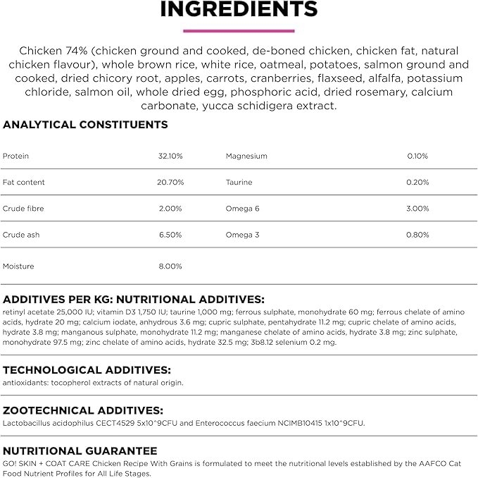 Go! Solutions Skin + Coat Care, Dry Cat Food, Chicken Recipe with Grains, 16 lb Bag-PurrikoPets