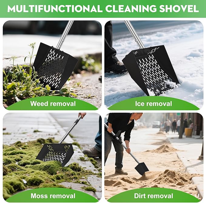 2-in-1 Chicken Poop Scooper & Rake - Adjustable Chicken Coop Scoop with Handle（39、53、67 in），Stainless Steel Shovel Head- Litter Scooper Sand & Sifting Shovel for Chicken Coops-PurrikoPets