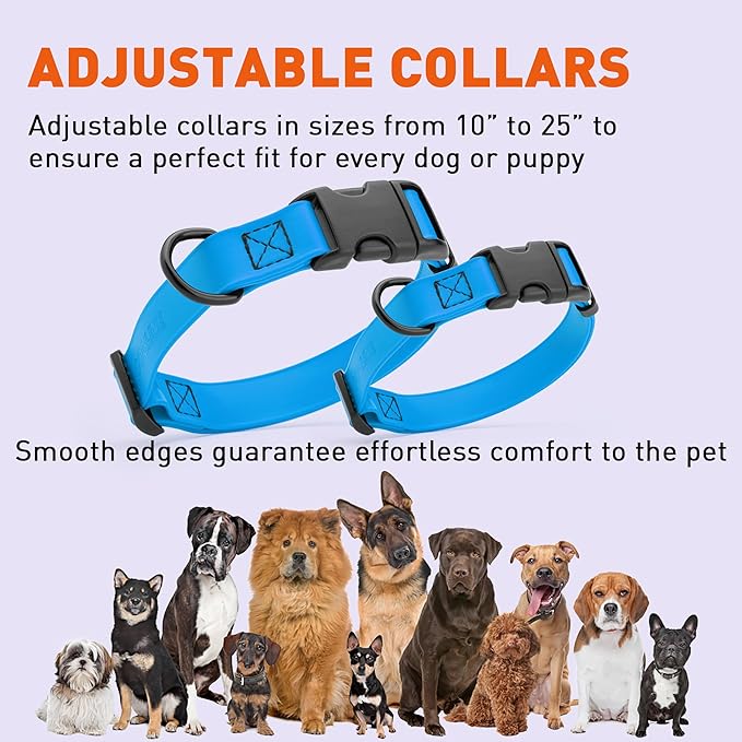 Dogline Biothane Waterproof Dog Collar with Quick Release Buckle Strong Coated Nylon Webbing with Odor- Proof for Easy Care Easy to Clean Fits Small Medium Large Dogs, Dogline Blue 5/8" W 9-14" L-PurrikoPets