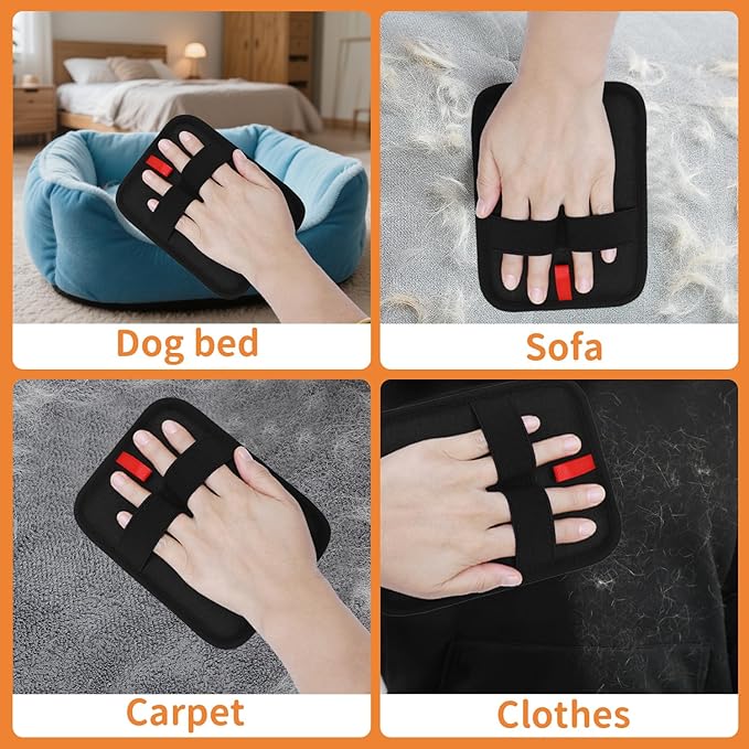 2 Pcs Pet Hair Removal Gloves, Reusable Electrostatic Grooming Mitt, Washable & Eco-Friendly Fur Remover for Dogs & Cats, Versatile for Furniture, Bedding, Clothes, and Car Seats-PurrikoPets