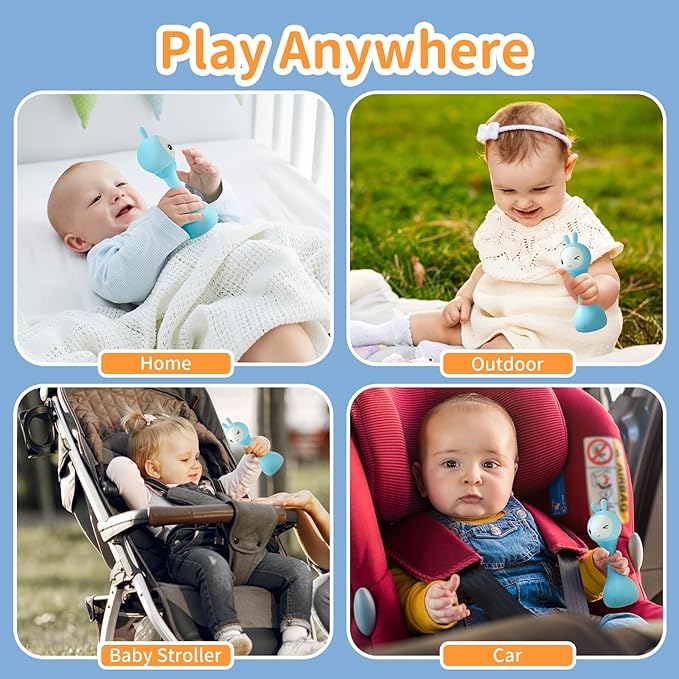 alilo Yoyo Talking Bunny Baby Singing Musical Rattle, Mimicking Toys Repeats What You Say, Preloaded 90+ Audio Content, ABC/Number/Notes Learning Toys for Toddlers Infant Newborn Boy Girl Gifts-PurrikoPets