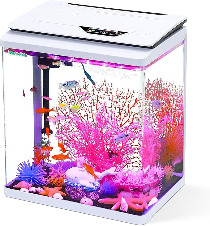 8 Gallon High-Transparency Fish Tanks, Betta and Goldfish Tanks with Filter, Light, Seven-Color LED, Integrated Oxygenation, Filtration, and Circulation, and Aquarium Starter Kits-PurrikoPets