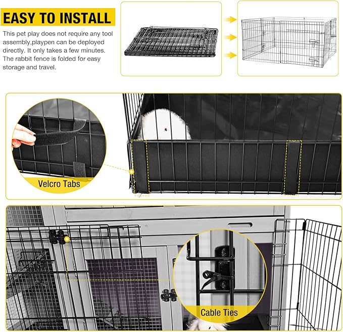 Aivituvin Pet Playpen Guinea Pig Cage Small Animal Rabbit Exercise Pen with Waterproof Floor Liner - Extension Playpen ONLY-PurrikoPets
