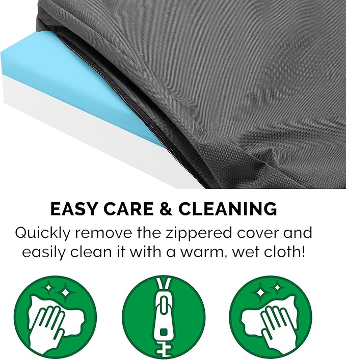 Furhaven Water-Resistant Cooling Gel Dog Bed for Large/Medium Dogs w/ Removable Washable Cover, For Dogs Up to 55 lbs - Indoor/Outdoor Logo Print Oxford Polycanvas Mattress - Stone Gray, Large-PurrikoPets