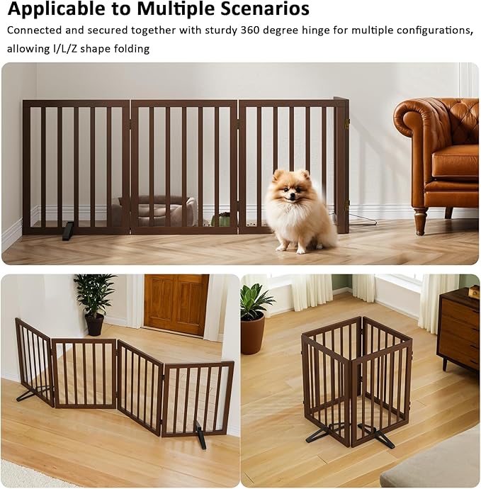 Dog Gate for Stairs,Foldable Dog Gate for Indoor Doorways House,Freestanding Pet Gates for Dogs,Doogie Puppy Fence Gate-PurrikoPets