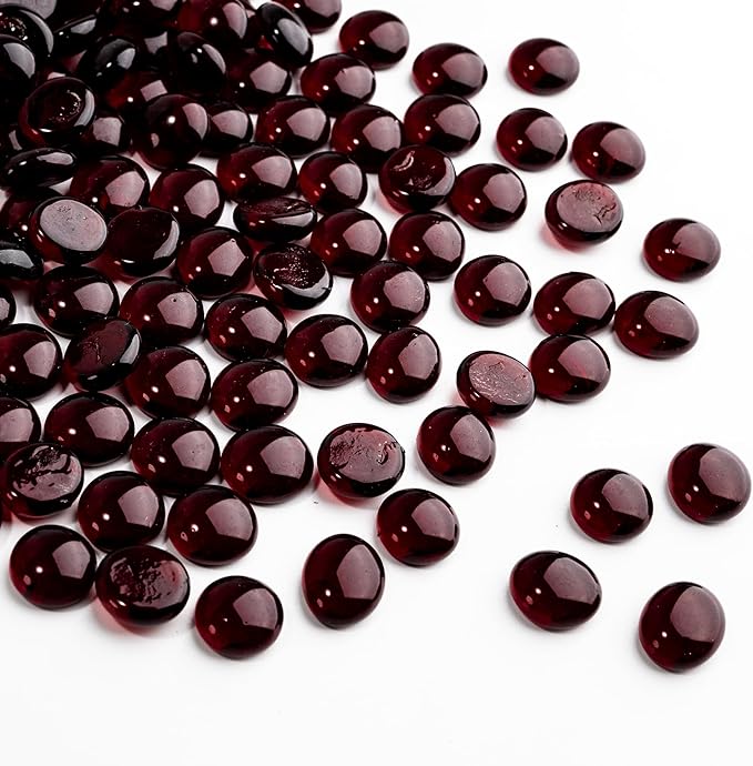 5 LB Dark Red Glass Marbles, Mini Flat Glass Beads for Vase Fillers, Floral Bottom Mancala Gems Pebbles Fish Tank Rocks for Table Aquarium,Home Decor Art Craft Supplies(0.5"~0.7")-PurrikoPets