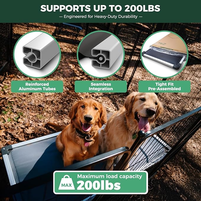 FXW TitanNest Chew-Proof Elevated Dog Bed, Raised Cot for Indoor/Outdoor/Camping Use, Durable & Washable Padded Pet Bed for Medium Dogs, 42.0" L x 27.0" W x 5.0" H, Gray-PurrikoPets